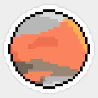 8 BIT PIXEL ORANGE PLANET Sticker